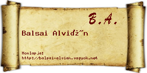Balsai Alvián névjegykártya